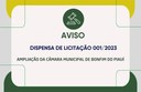 Aviso - Dispensa de Licitação - Ampliação da Câmara Municipal